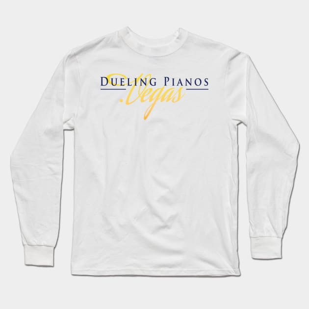 Dueling Pianos.Vegas Navy Blue & Yellow Stylish Long Sleeve T-Shirt by DuelingPianos.Vegas